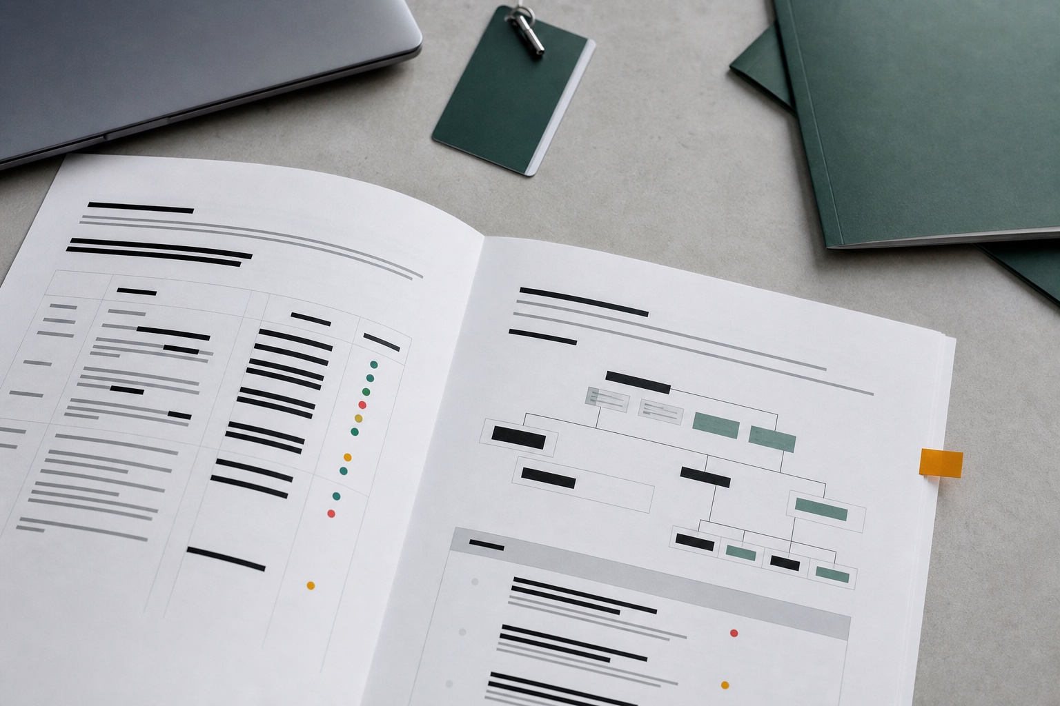 An Airlaunch-style printed audit report arranged on a desk